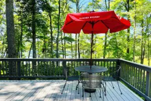 Remote work cabins Wisconsin at Cattail Chalet on Lower Holly Lake with high-speed Wi-Fi.